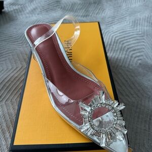 Elegant Clear Women's kitten heels with Crystal Embellishment